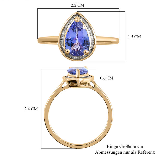 Premium Tansanit und wei&szlig;er Diamant-Ring, 585 Gelbgold  ca. 2,38 ct image number 7