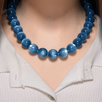 Simulierte Apatit blaue Katzenauge Halskette, 45+5cm - 340 ct.