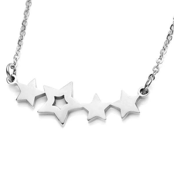 2er - Set silberne Ohrringe und Halskette, ca. 50 cm, Edelstahl image number 3