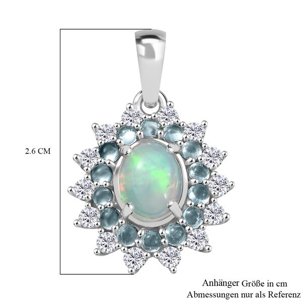 AA Natürlicher, äthiopischer Welo Opal, Weißer Zirkon Anhänger 925 Silber rhodiniert ca. 2.26 ct image number 6