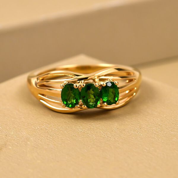 Natürlicher Chromdiopsid-Ring, 925 Silber vergoldet (Größe 18.00) ca. 0,57 ct image number 2