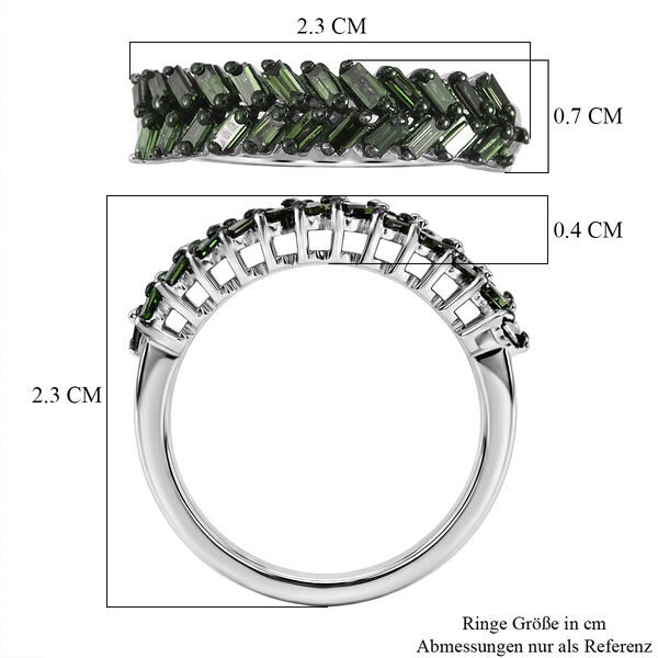 D'Joy Gr&uuml;ner Diamant Ring 925 Silber Rhodiniert (Gr&ouml;&szlig;e 17.00) ca. 0.50 ct image number 6