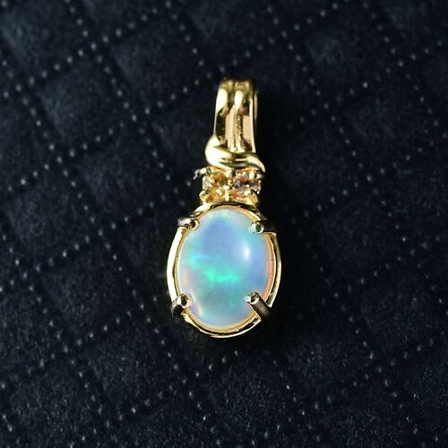 D'Joy AA Natürlicher, äthiopischer Welo Opal, Gelber Saphir Anhänger 925 Silber vergoldet ca. 1,30 ct. image number 1