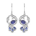 INDIAN ARTISTRY - Handgeschnitten Tansanit Ohrringe 925 Silber rhodiniert ca. 5.14 ct