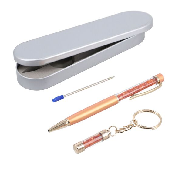 3er Set - Notizbuch mit Einband aus 100% echtem Leder, Kugelschreiber und Schl&uuml;sselanh&auml;nger gef&uuml;llt mit echtem Feueropal image number 7