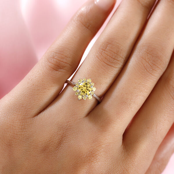 LUSTRO STELLA - Gelber Zirkonia Ring 925 Silber platiniert  ca. 1,85 ct image number 3