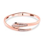 Schlangen Armreif, Weißer Zirkonia, ca. 19 cm Reiner Edelstahl, rosévergoldet