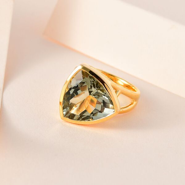 AAA Prasiolith Ring, 925 Silber vergoldet, (Größe 18.00) ca. 9.43 ct image number 2
