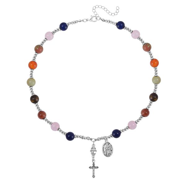 Multi-Edelstein Halskette, 45+5 cm - 180 ct. image number 3