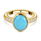 Amerikanischer, natürlicher Sleeping Beauty Türkis und weißer Zirkon-Ring, 925 Silber vergoldet (Größe 21.00) ca. 1,74 ct