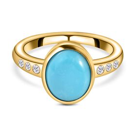 Amerikanischer, natürlicher Sleeping Beauty Türkis und Zirkon-Ring - 1,74 ct.