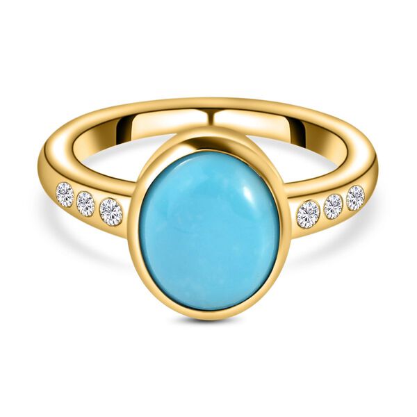 Amerikanischer, nat&uuml;rlicher Sleeping Beauty T&uuml;rkis und Zirkon-Ring - 1,74 ct.