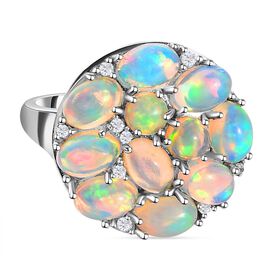 Natürlicher, äthiopischer Welo Opal Ring, 925 Silber platiniert (Größe 20.00) ca. 3.43 ct