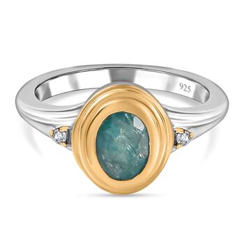 Grandidierit und Zirkon-Ring, 925 Silber Bicolor (Gr&ouml;&szlig;e 16.00) ca. 0.83 ct