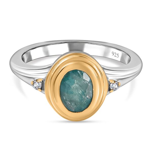 Grandidierit und Zirkon-Ring, 925 Silber Bicolor  ca. 0,83 ct