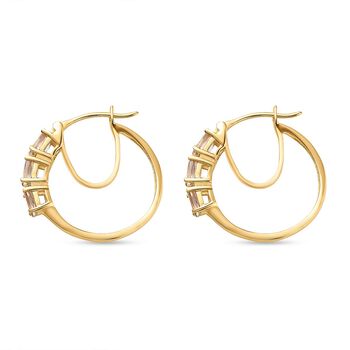 AAA Turkizit-Creolen, 925 Silber Gelbgold Vermeil ca. 1.60 ct