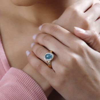 AA Grandidierit, Wei&szlig;er Zirkon Ring 925 Silber Gelbgold Vermeil (Gr&ouml;&szlig;e 17.00) ca. 2,65 ct