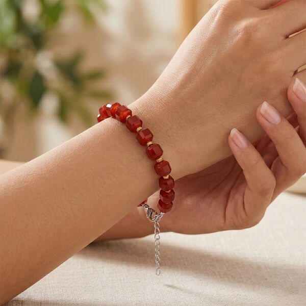 Roter Achat, Glas Armband ca. Flexibles cm 316L Edelstahl 58.00 ct image number 1