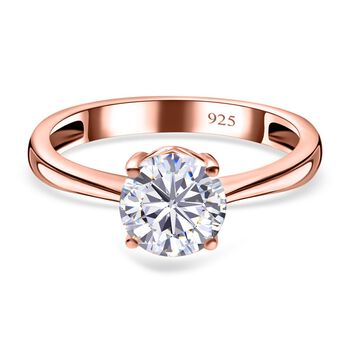 Moissanit Ring, 925 Silber Ros&eacute;gold Vermeil, (Gr&ouml;&szlig;e 17.00) ca. 1.13 ct