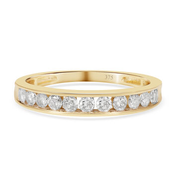Diamant Half Eternity-Ring, SGL zertifiziert I2-I3 G-H, 375 Gelbgold (Gr&ouml;&szlig;e 16.00) ca. 0.50 ct