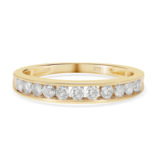 Diamant Half Eternity-Ring, SGL zertifiziert I2-I3 G-H, 375 Gelbgold  ca. 0,50 ct