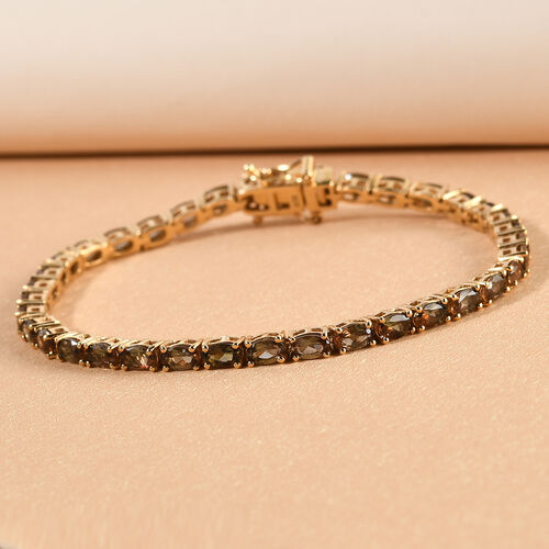 Natürlicher Jenipapo Andalusit Armband, ca. 19 cm 925 Silber vergoldet ca. 9,00 ct image number 1