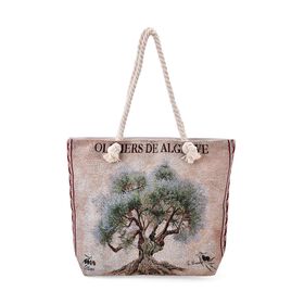 Jacquardgewebte Tasche aus Jute, 42x37x34 cm, Olivbaum