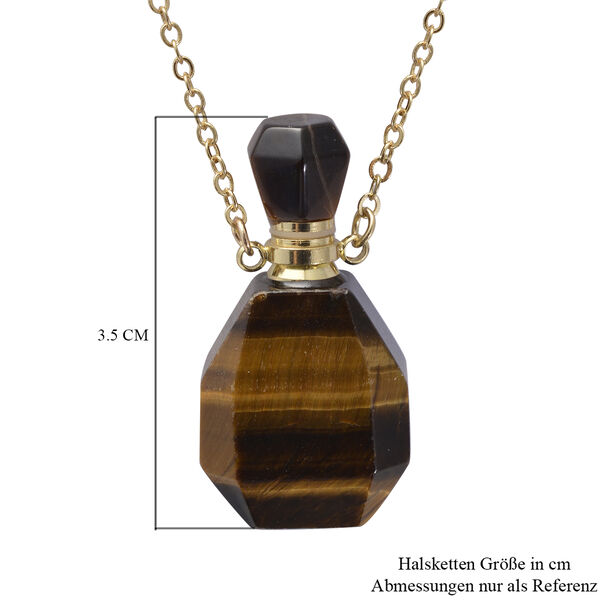 Tigerauge Parf&uuml;mflaschen-Anh&auml;nger mit Kette in Goldton, 73,50 ct. image number 4