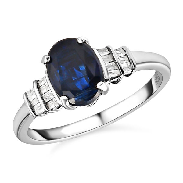 Kyanit und wei&szlig;er Diamant-Ring, 925 Silber platiniert  ca. 1,87 ct image number 4