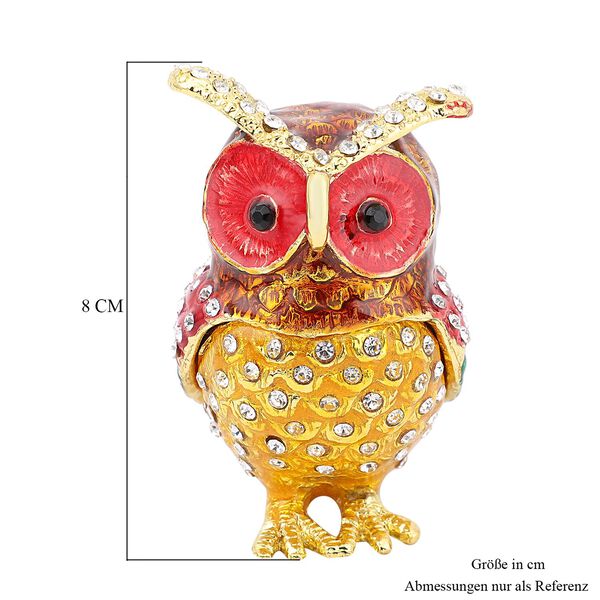 Tablettend&ouml;schen mit wei&szlig;en Kristallen, emailliert, Mehrfarbig, Eule image number 5