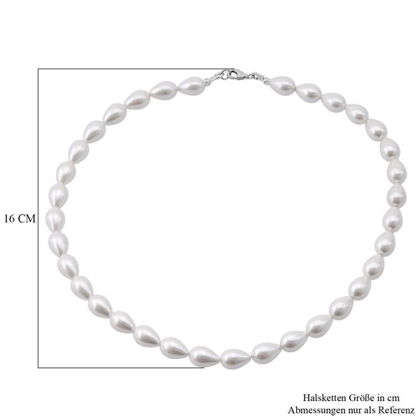 Wei&szlig;e  Muschelkernperle Halskette ca. 45 cm, 925 Silber image number 5