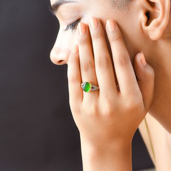 Kanadischer Ammolit und wei&szlig;er Zirkon-Ring, 925 Silber Gelbgold Vermeil (Gr&ouml;&szlig;e 20.00) ca. 2,44 ct