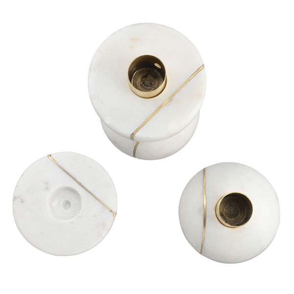 3er-Set, handgeschnitzter Marmor-Kerzenhalter, Weiß image number 6