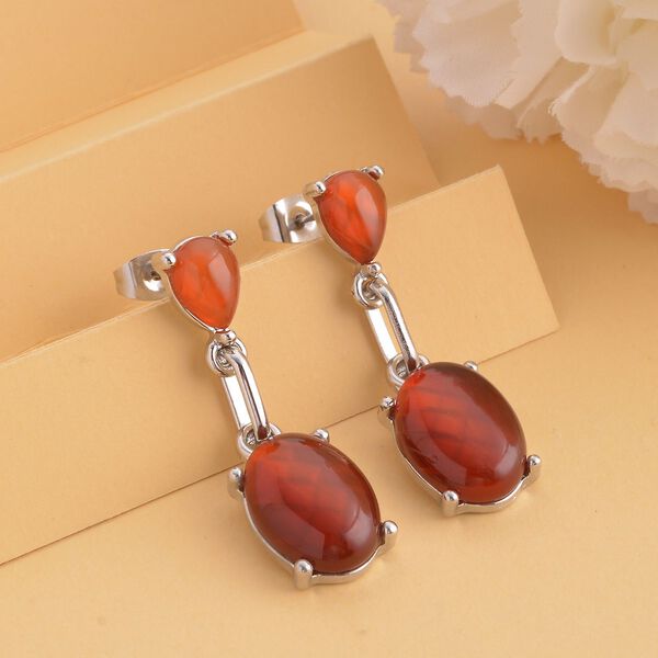 Rote Achat Ohrringe, silberfarben ca. 25.00 ct image number 2