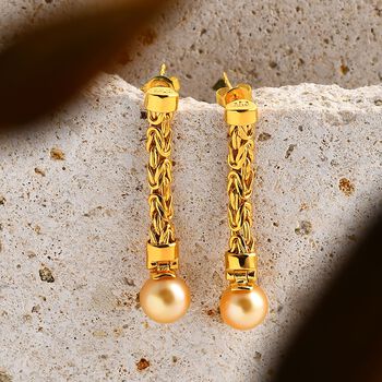 Royal Bali Kollektion - AAA goldene S&uuml;dseeperle Borobudur-Ohrringe