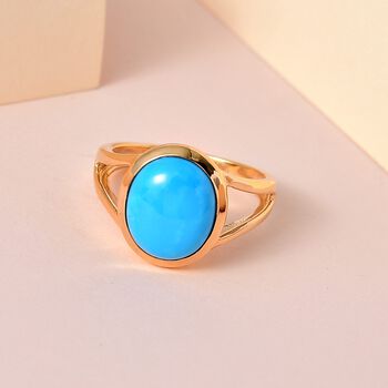 Amerikanischer, nat&uuml;rlicher Sleeping Beauty T&uuml;rkis Ring, 925 Silber Gelbgold Vermeil, (Gr&ouml;&szlig;e 20.00) ca. 4.28 ct