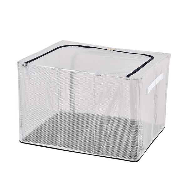 66L Stapelbare Aufbewahrungsbox mit Metallrahmen, blauer Rei&szlig;verschluss image number 3