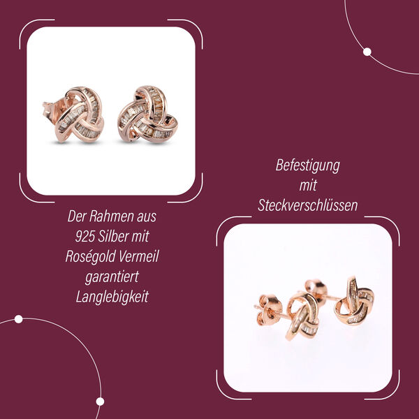 Liebesknoten Champagner Diamant Ohrstecker, 925 Silber mit Ros&eacute;gold Vermeil - 0,25 ct. image number 4