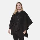 LA MAREY - Warm und Weich, Designer Kimono mit Gürtel, Schwarz image number 0