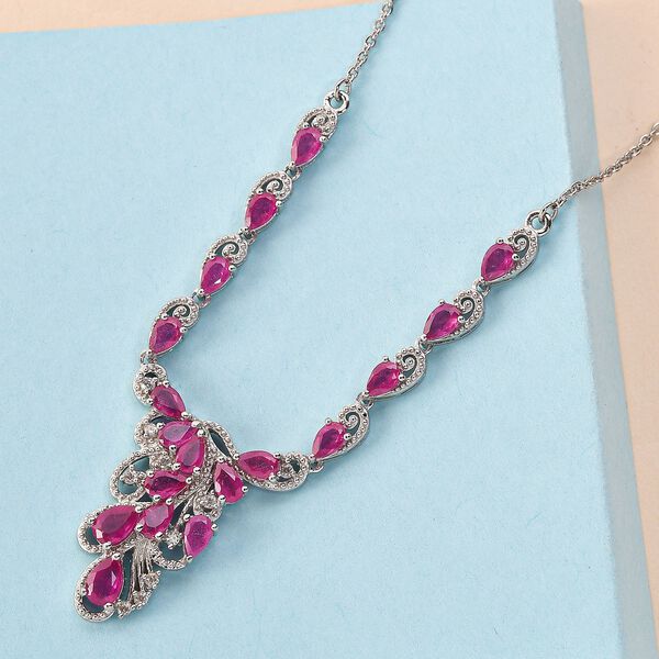 Afrikanische Rubin-Halskette, ca. 45 cm, 925 Silber platiniert ca. 6,29 ct image number 3