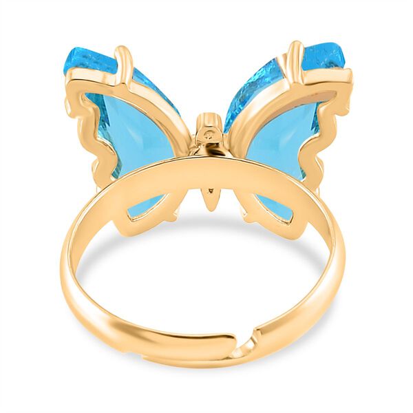 Flexibler wei&szlig;er Zirkonia und blauer Kristall-Ring (16,50-19,50) image number 5
