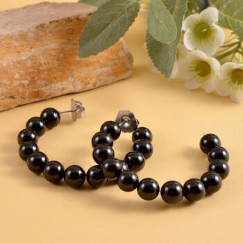 Schwarze Spinell Creolen, Edelstahl ca. 95,00 ct