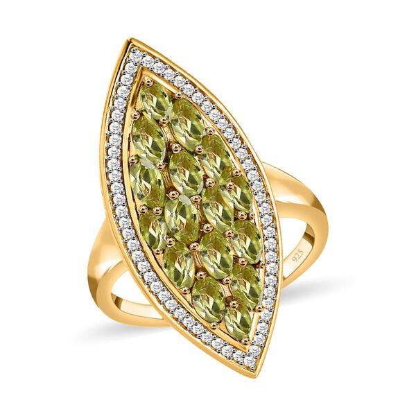 Natürlicher Peridot und Zirkon-Cocktail-Ring - 3,01 ct. image number 4
