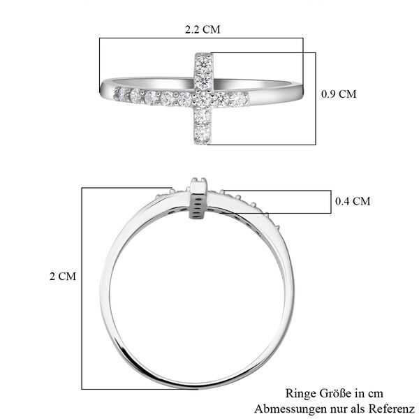 Lustro Stella - Wei&szlig;er Zirkonia Kreuz-Ring, 925 Silber rhodiniert  ca. 0,18 ct image number 4