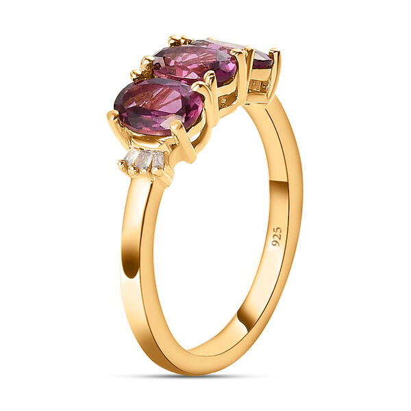 Rhodolith Granat und weißer Diamant-Ring, 925 Silber vergoldet  ca. 1,78 ct image number 5