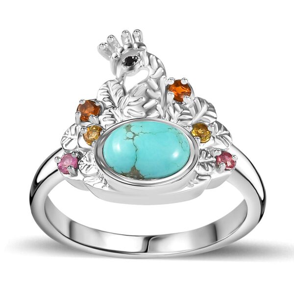 Sierra Nevada T&uuml;rkis, Multi-Turmalin und schwarzer Spinell-Ring - 1,57 ct. image number 4