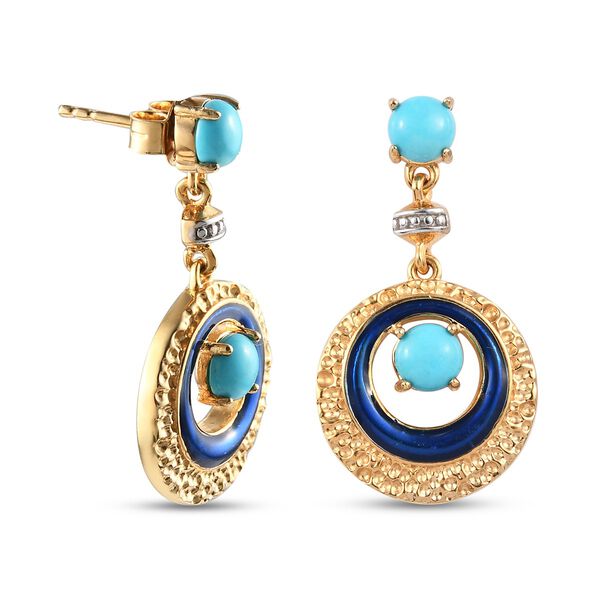 Nat&uuml;rliche Sleeping Beauty T&uuml;rkis emaillierte Ohrh&auml;nger in Silber, 0,73 ct. image number 4