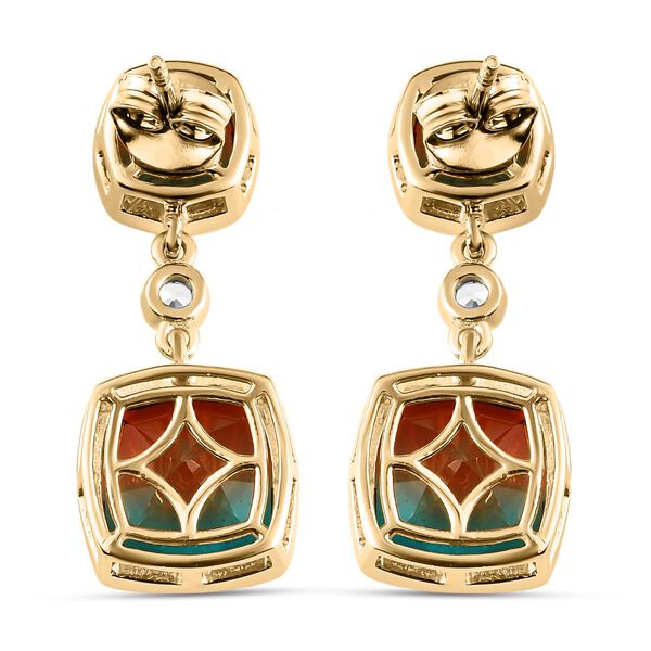 Aqua Terra Costa Quarz Triplett und Zirkon-Ohrh&auml;nger, 925 Silber vergoldet, 12,76 ct. image number 4