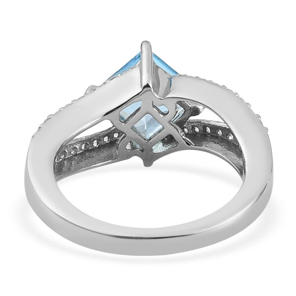 Schweizer Blautopas und Zirkon Ring 925 Silber platiniert  ca. 2,54 ct image number 6