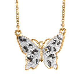 Gelber Diamant Schmetterling Halskette ca. 45 cm + 5 cm Extender, Edelstahl